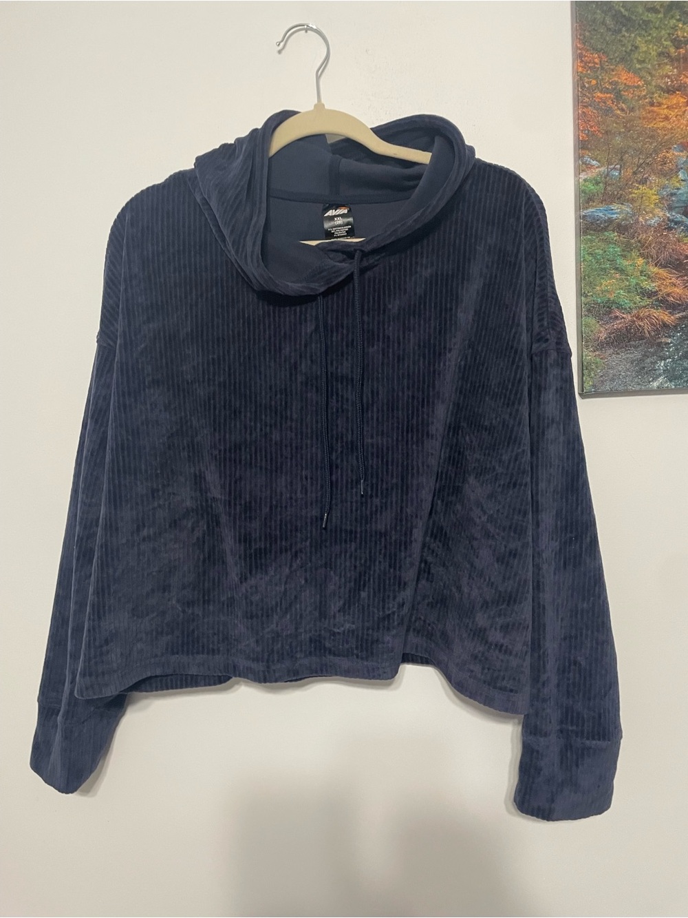 Avia women Dark Navy Ribbed velour Pullover Hoodie size XXL 20) pre-owned